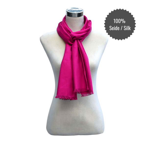 Scarf Shawl 100% Silk Flannel Magenta Pink Unicolour